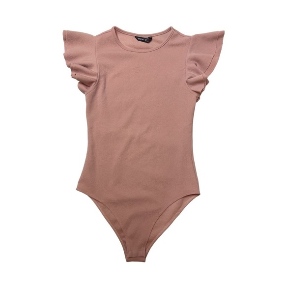 SHEIN Pink Short Flutter Sleeve Bodysuit - Size XS - Picture 1 of 9